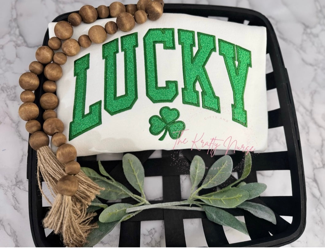LUCKY SHAMROCK GLITTER APPLIQUÉ