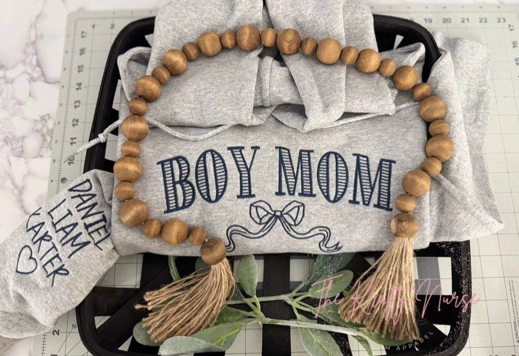 EMBROIDERED BOY MOM HOODIE