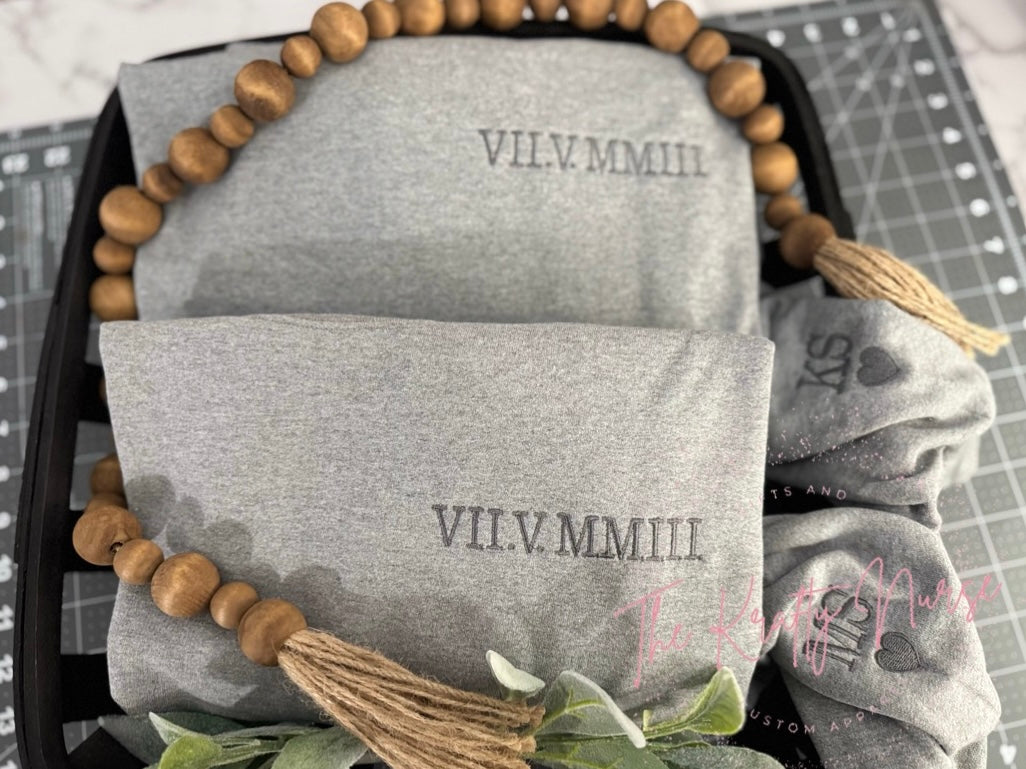 Personalized Embroidered Roman Numeral Sweatshirt