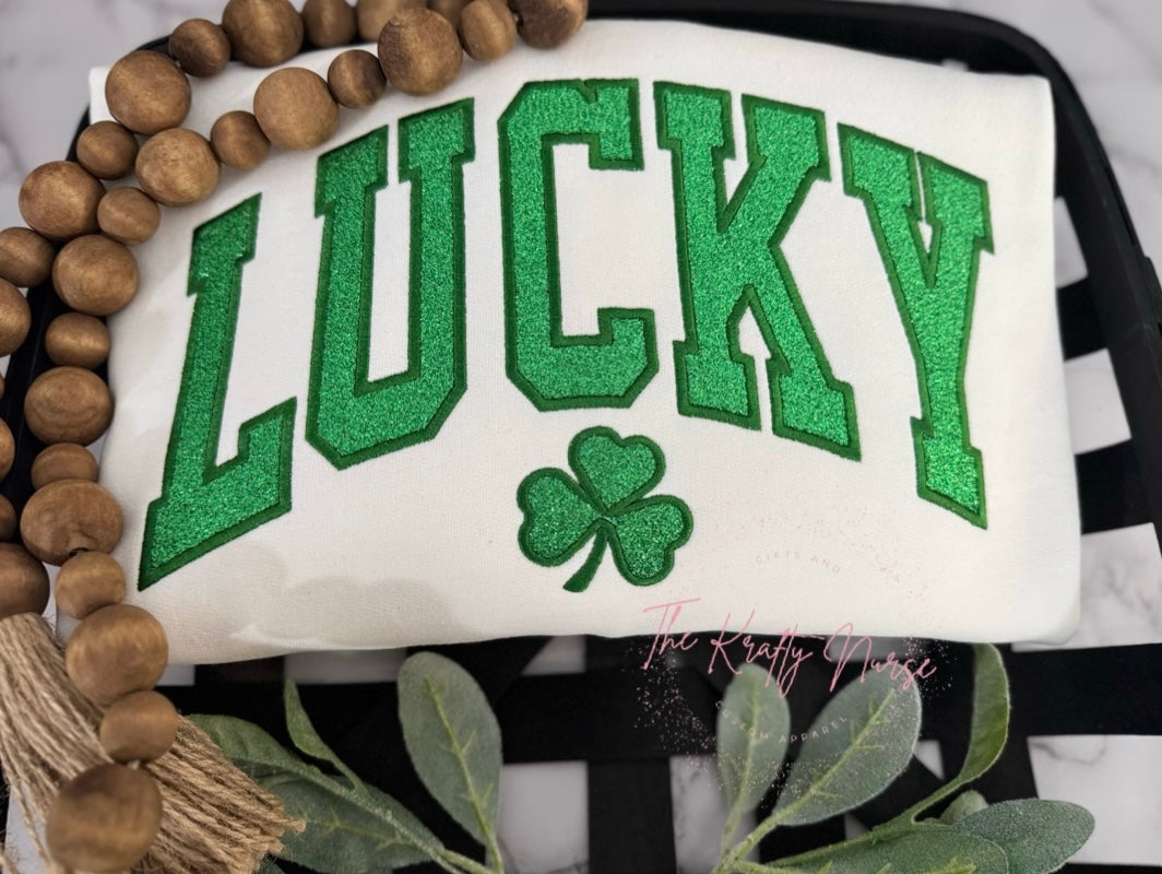 LUCKY SHAMROCK GLITTER APPLIQUÉ