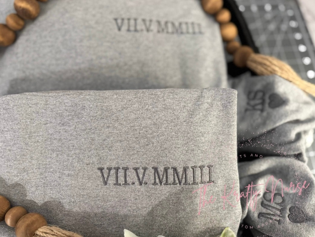 Personalized Embroidered Roman Numeral Sweatshirt