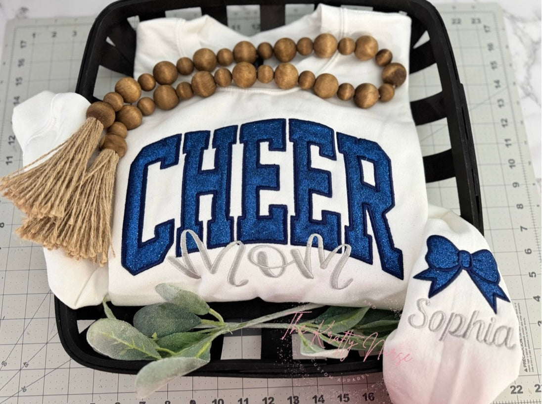 CHEER MOM GLITTER APPLIQUÉ