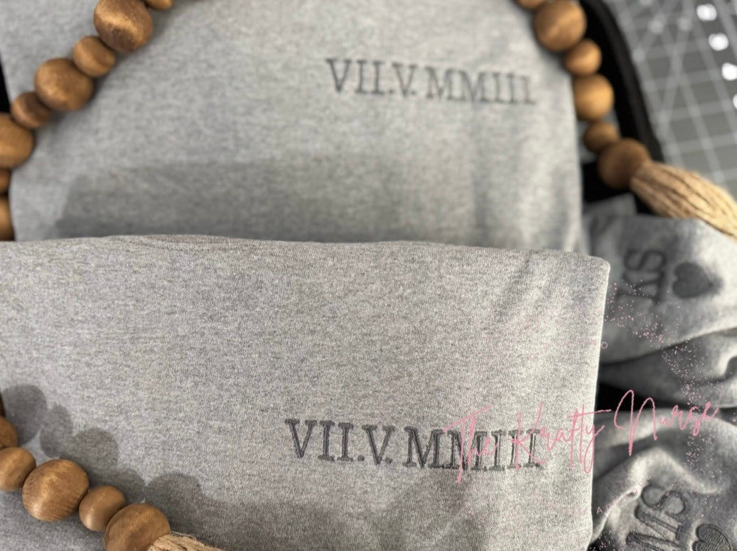Personalized Embroidered Roman Numeral Sweatshirt