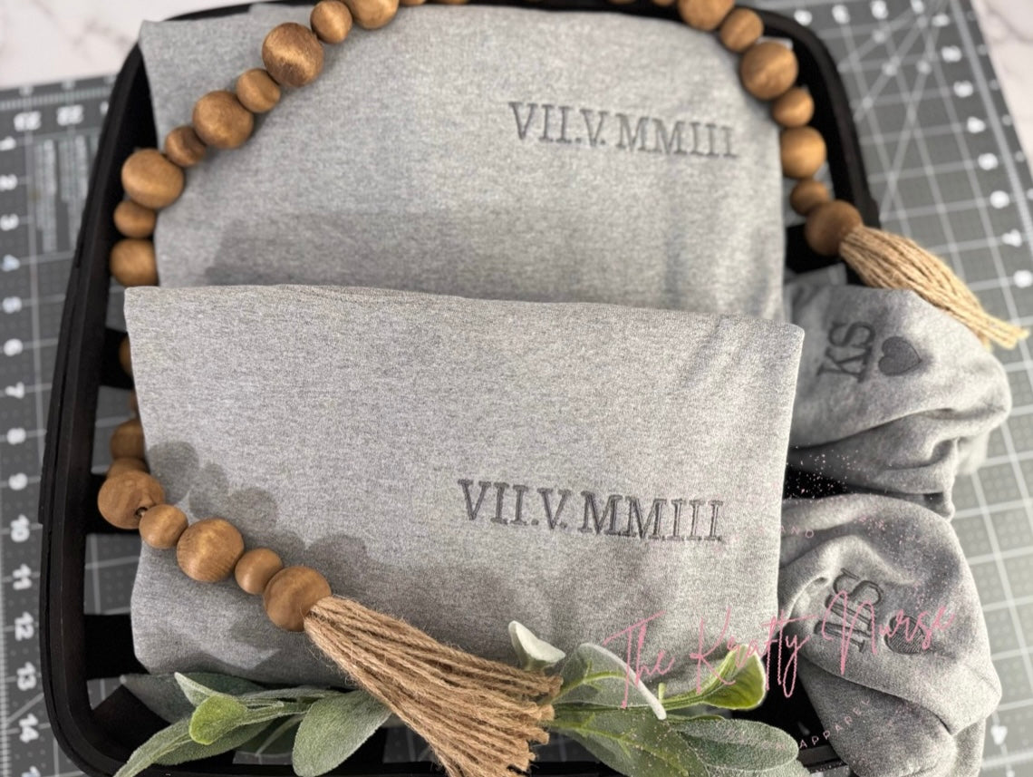 Personalized Embroidered Roman Numeral Sweatshirt