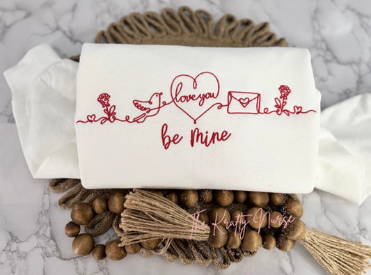 EMBROIDERED BE MINE VALENTINES DAY SWEATSHIRT