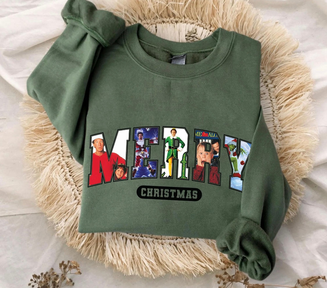 MERRY ICONIC CHRISTMAS MOVIES CREWNECK SWEATSHIRT