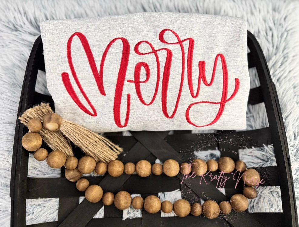 EMBROIDERED MERRY SWEATSHIRT