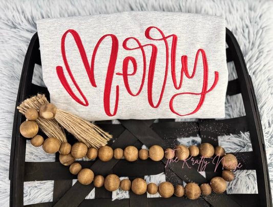 EMBROIDERED MERRY SWEATSHIRT