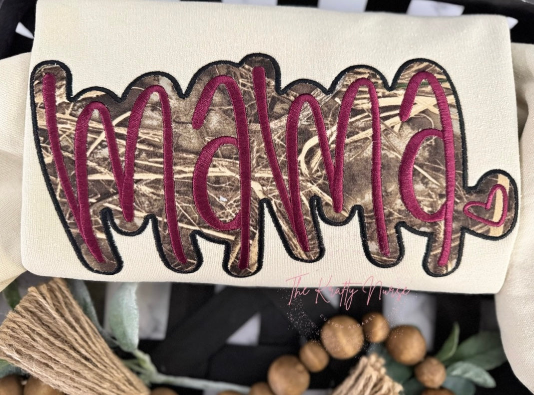 CAMO MAMA APPLIQUE SWEATSHIRT