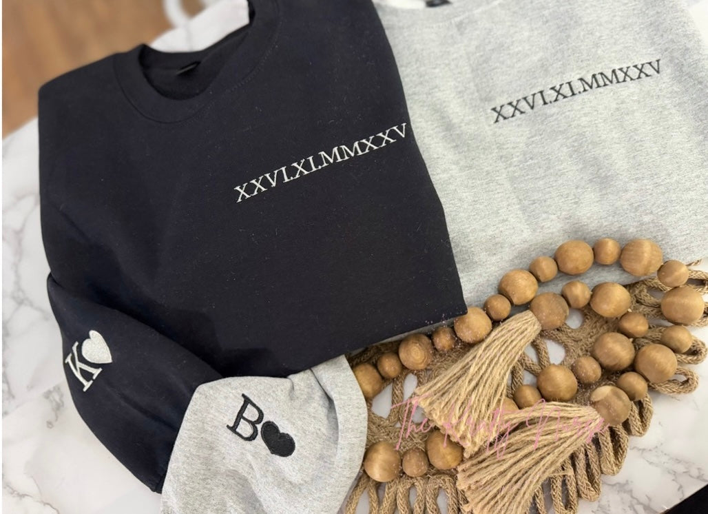 Personalized Embroidered Roman Numeral Sweatshirt