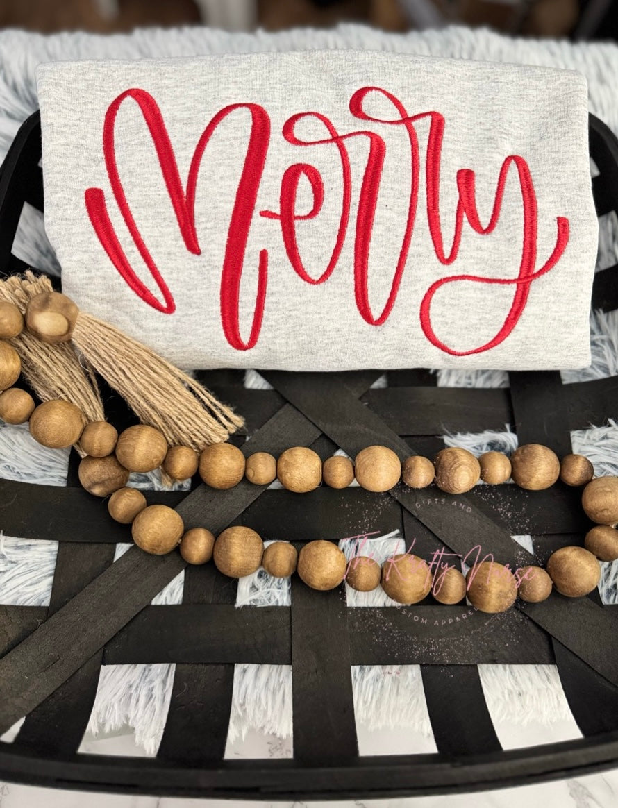 EMBROIDERED MERRY SWEATSHIRT