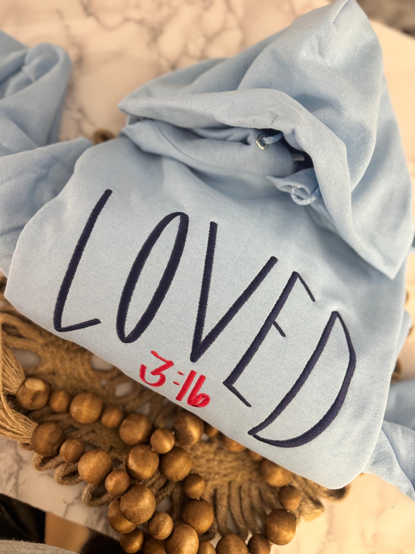 EMBROIDERED FAITH BASED LOVED 3:16 HOODED SWEATSHIRT