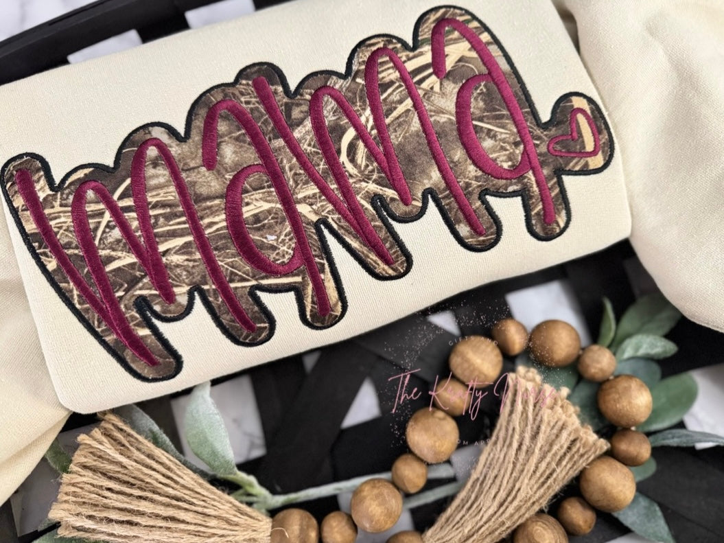 CAMO MAMA APPLIQUE SWEATSHIRT