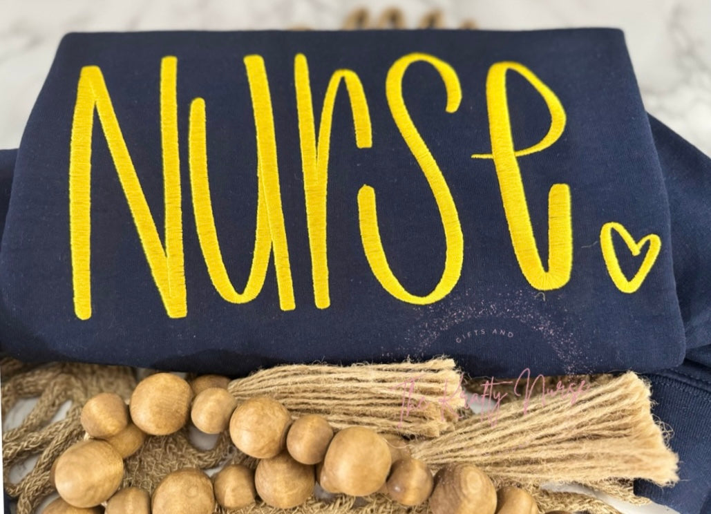 EMBROIDERED HAND LETTERED NURSE