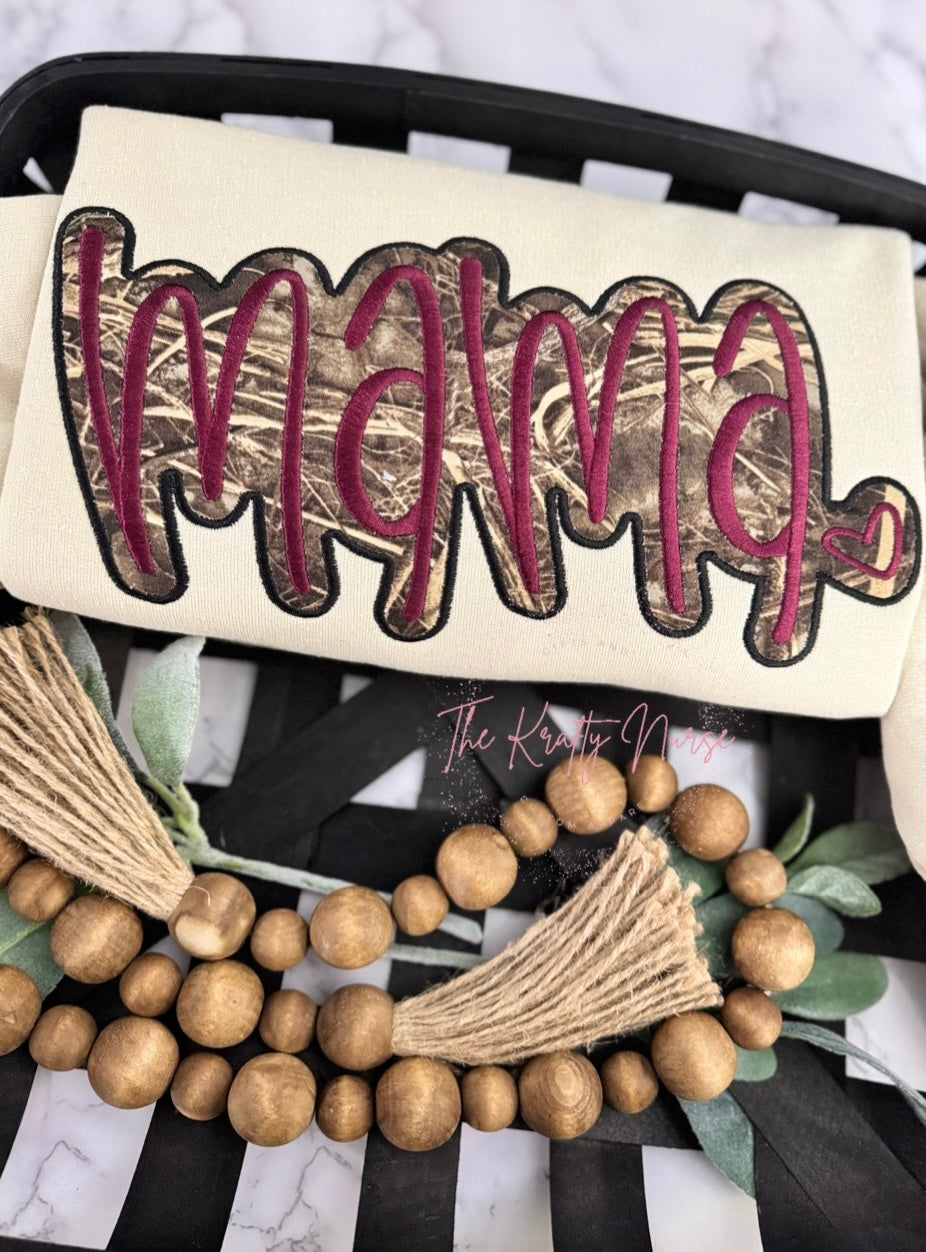CAMO MAMA APPLIQUE SWEATSHIRT