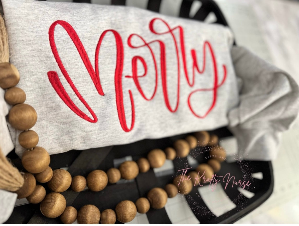 EMBROIDERED MERRY SWEATSHIRT