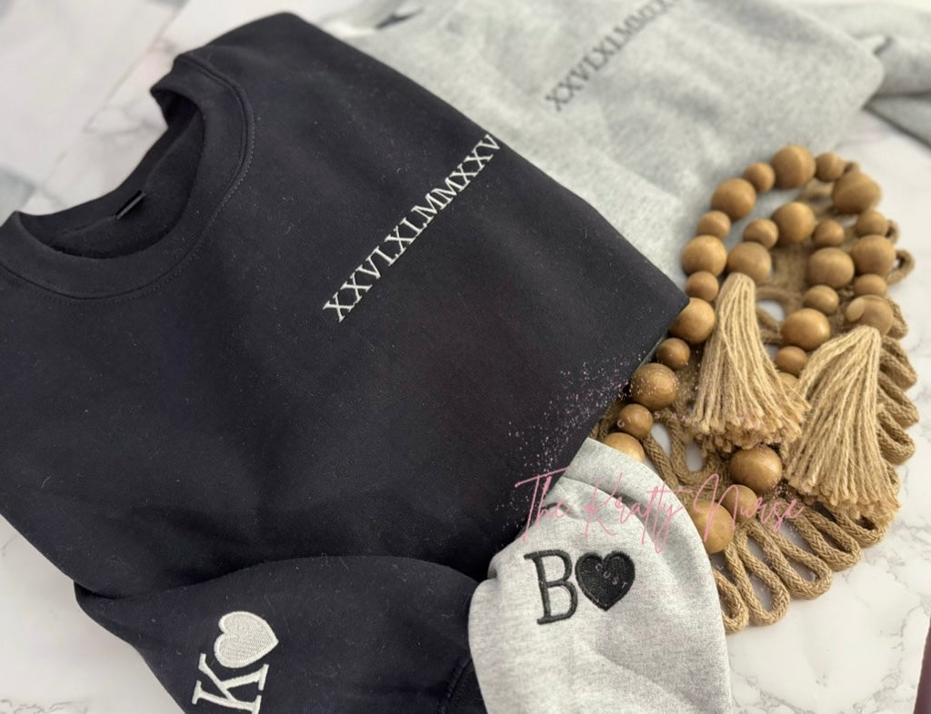 Personalized Embroidered Roman Numeral Sweatshirt