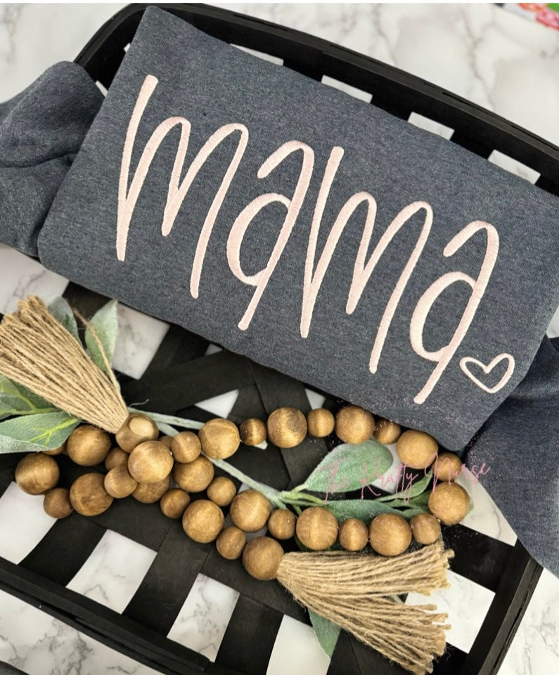 EMBROIDERED MAMA HEART SWEATSHIRT