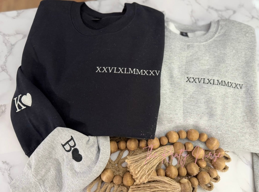 Personalized Embroidered Roman Numeral Sweatshirt