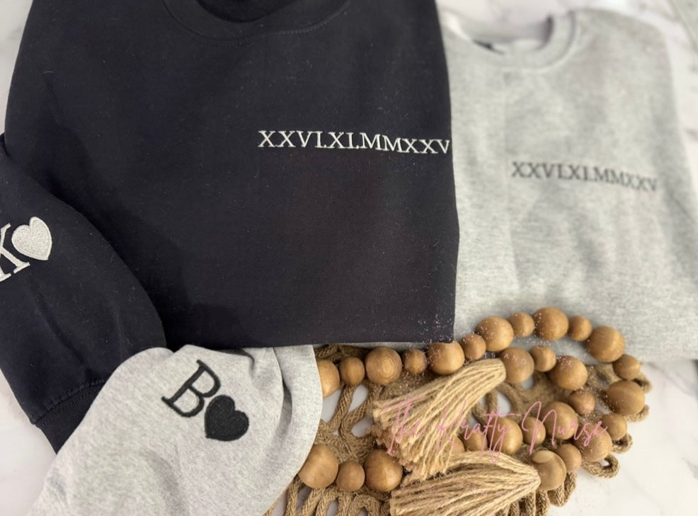 Personalized Embroidered Roman Numeral Sweatshirt