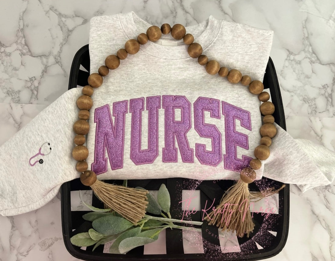 NURSE Glitter Appliqué Lavender