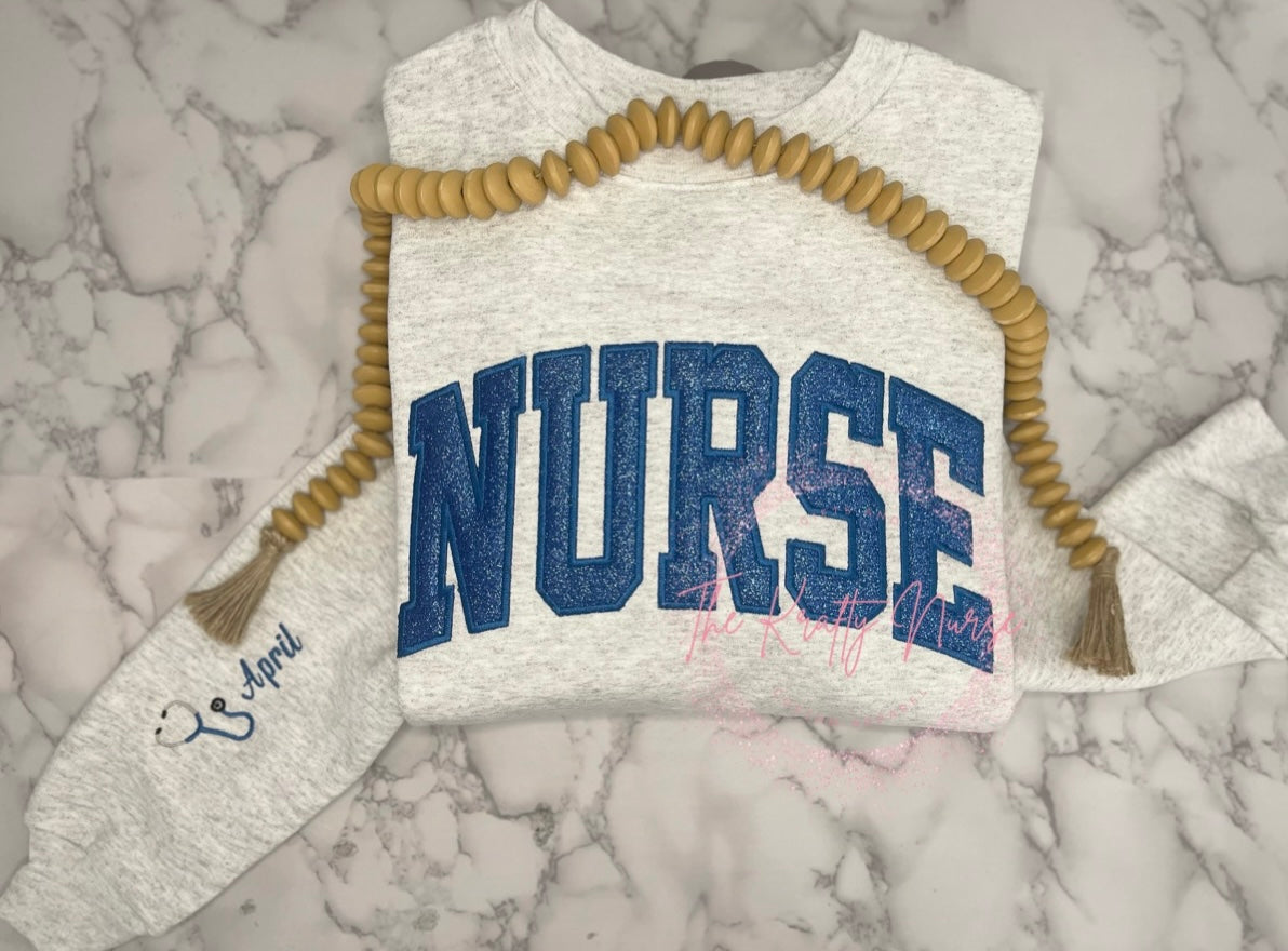 NURSE Blue Glitter Sweatshirt