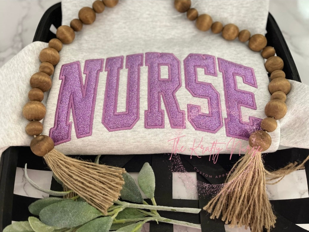 NURSE Glitter Appliqué Lavender